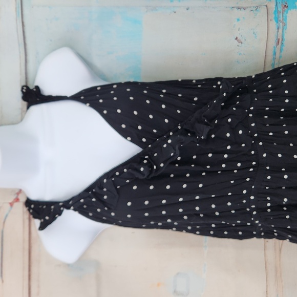 Madewell Black Ruffle Front Wrap Jumpsuit in Grid Dot - Picture 4 of 11